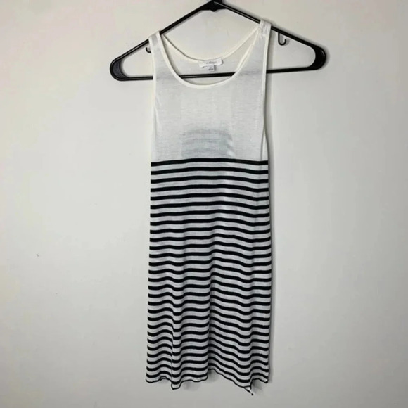 Aritzia Wilfred Tank Top Striped Racerback Side Split Hem White Black Size XS - Picture 4 of 11
